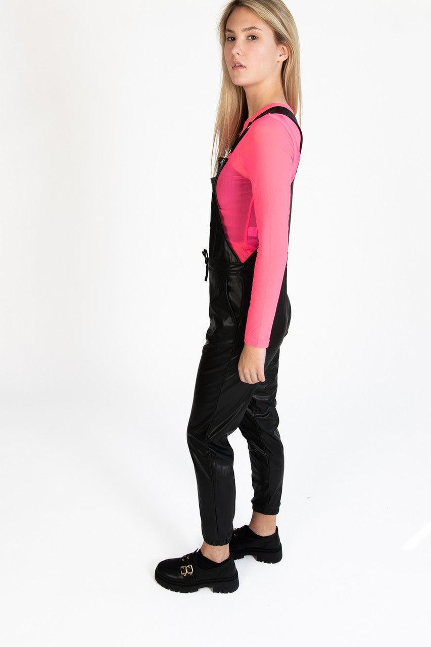 Pleather Jogger Overalls Product Image