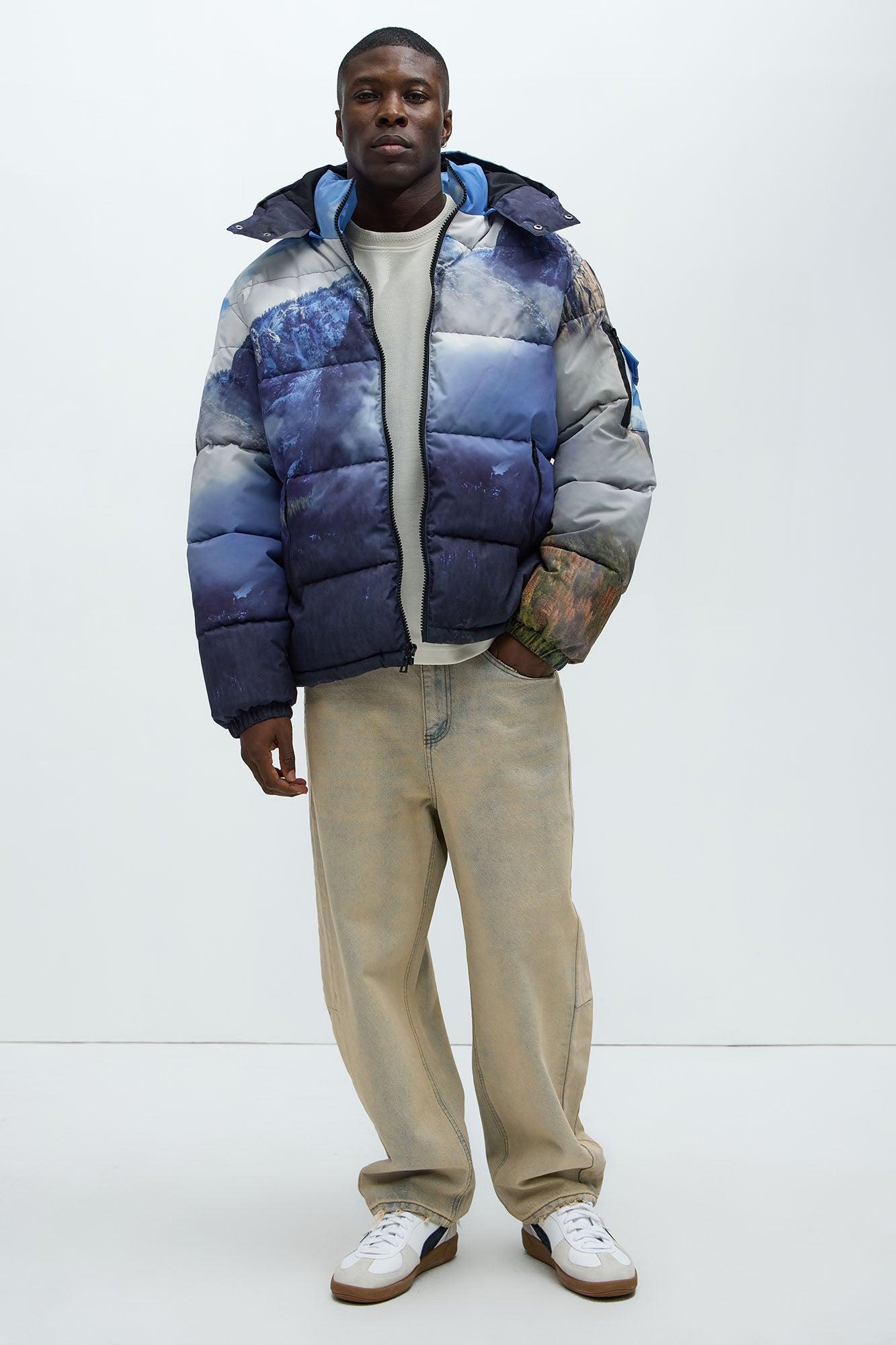 Big Sky Hooded Puffer Jacket - Blue/combo Product Image