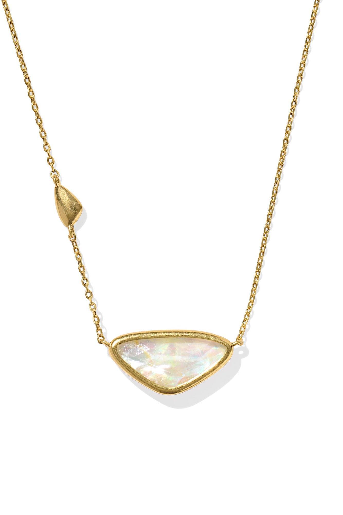 Margot Vintage Gold Short Pendant Necklace Iridescent Abalone Product Image