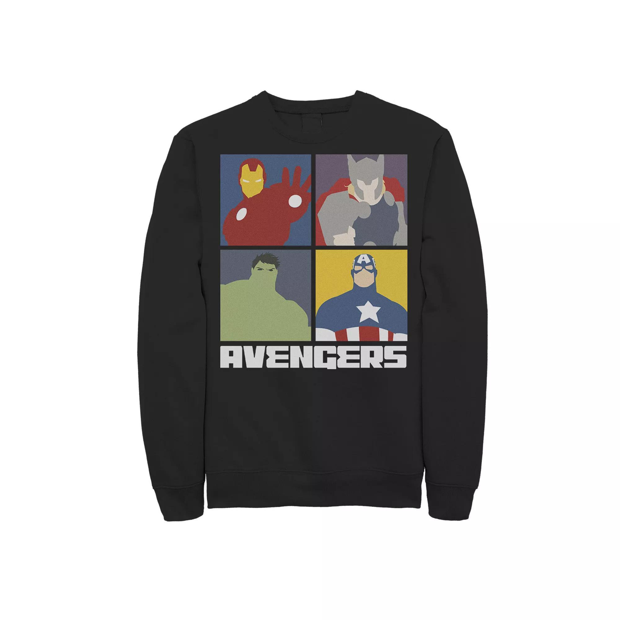 Men's Marvel Avengers Assemble Iron Man Hulk Thor Cap 4 Box Sweatshirt, Size: XL, Black Product Image