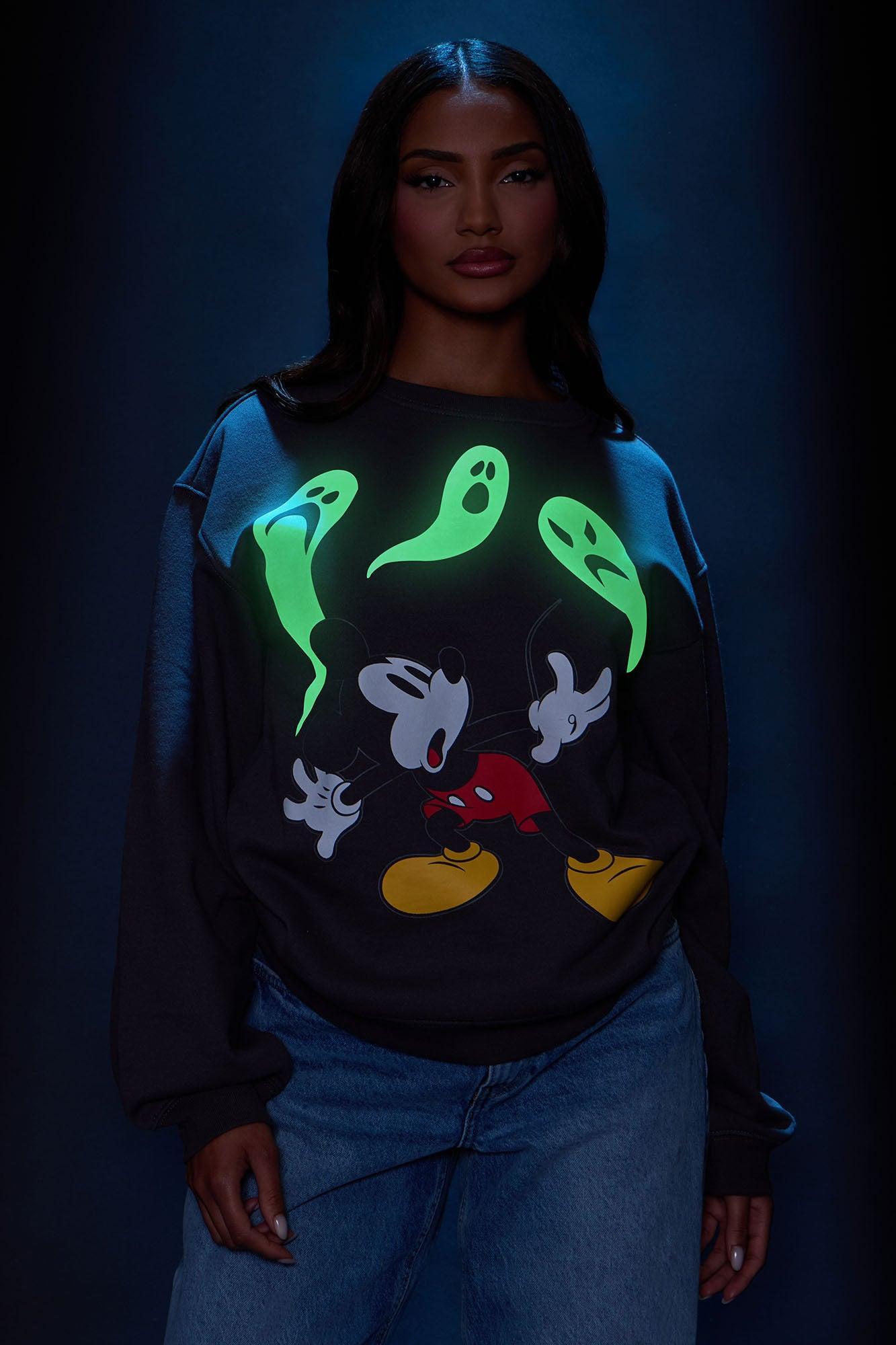 Mickey Mouse Glow In The Dark Sweatshirt - Charcoal Product Image