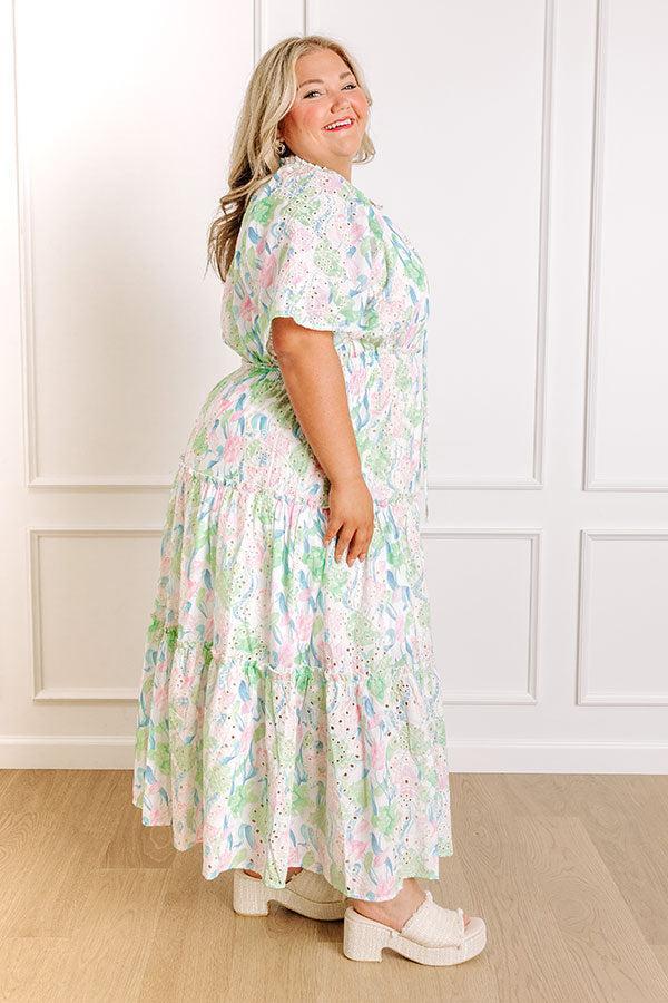 Picking Tulips Floral Eyelet Midi Dress Curves Product Image