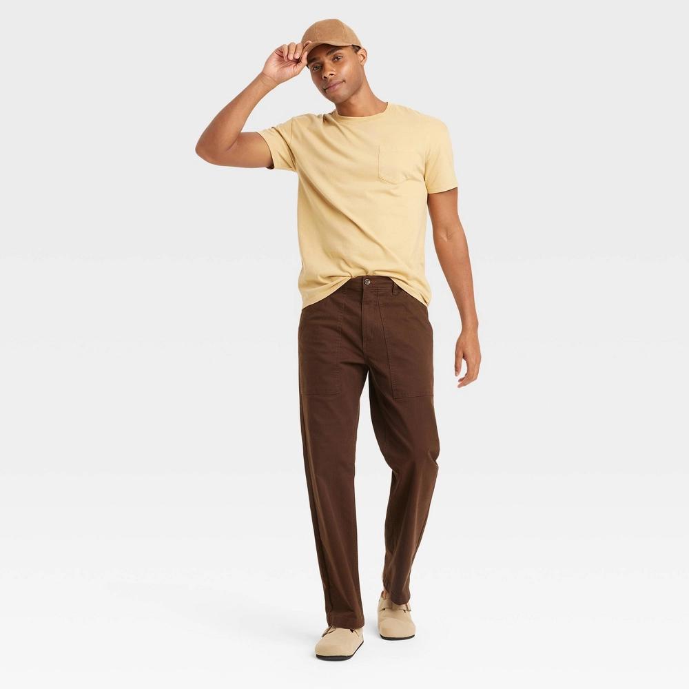Mens Heavyweight Short Sleeve T-Shirt - Goodfellow & Co Brown XXL Product Image