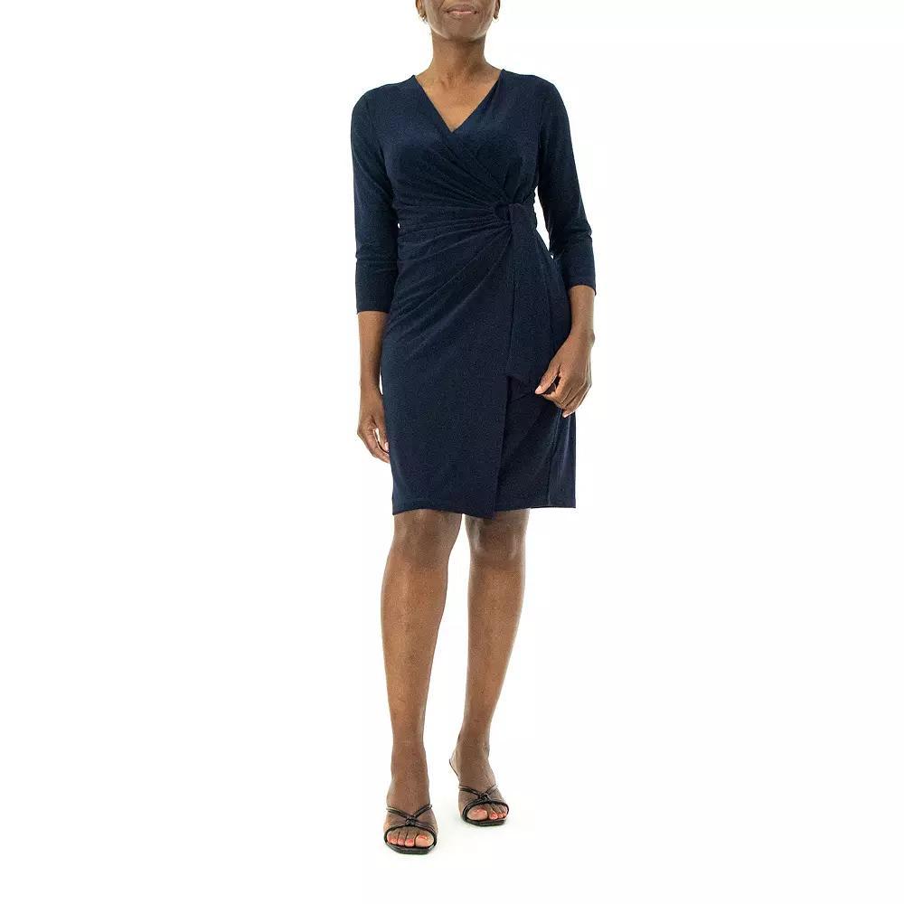 Women's Nina Leonard Faux-Wrap Dress, Size: Small, Black Product Image