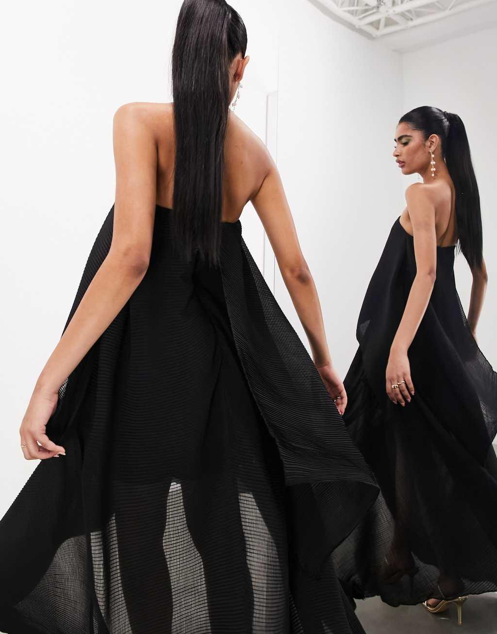 ASOS EDITION plisse bandeau high low maxi dress Product Image