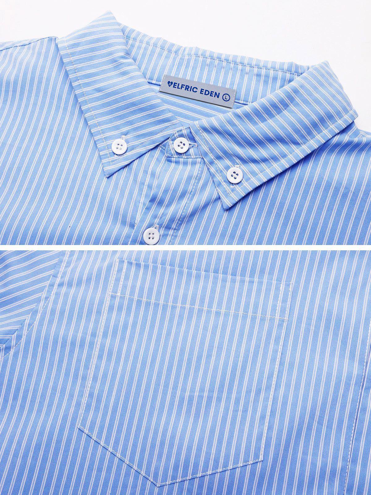 City Of Love Detachable Sleeve Stripe Long Sleeve Shirt Product Image