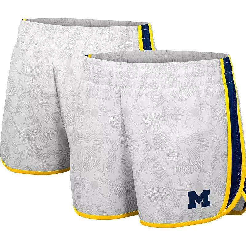 Women's Colosseum White/Navy Michigan Wolverines The Plastics Geo Print Shorts, Size: Small Product Image