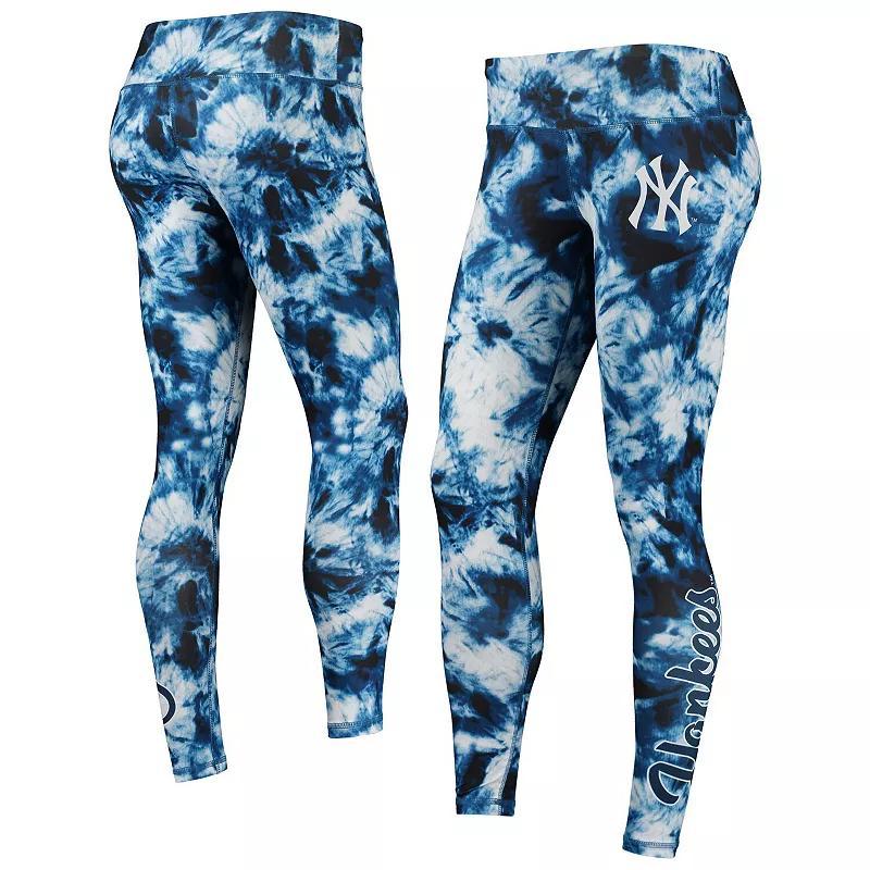 Women's FOCO Navy New York Yankees Tie-Dye Leggings, Size: Small, Blue Product Image