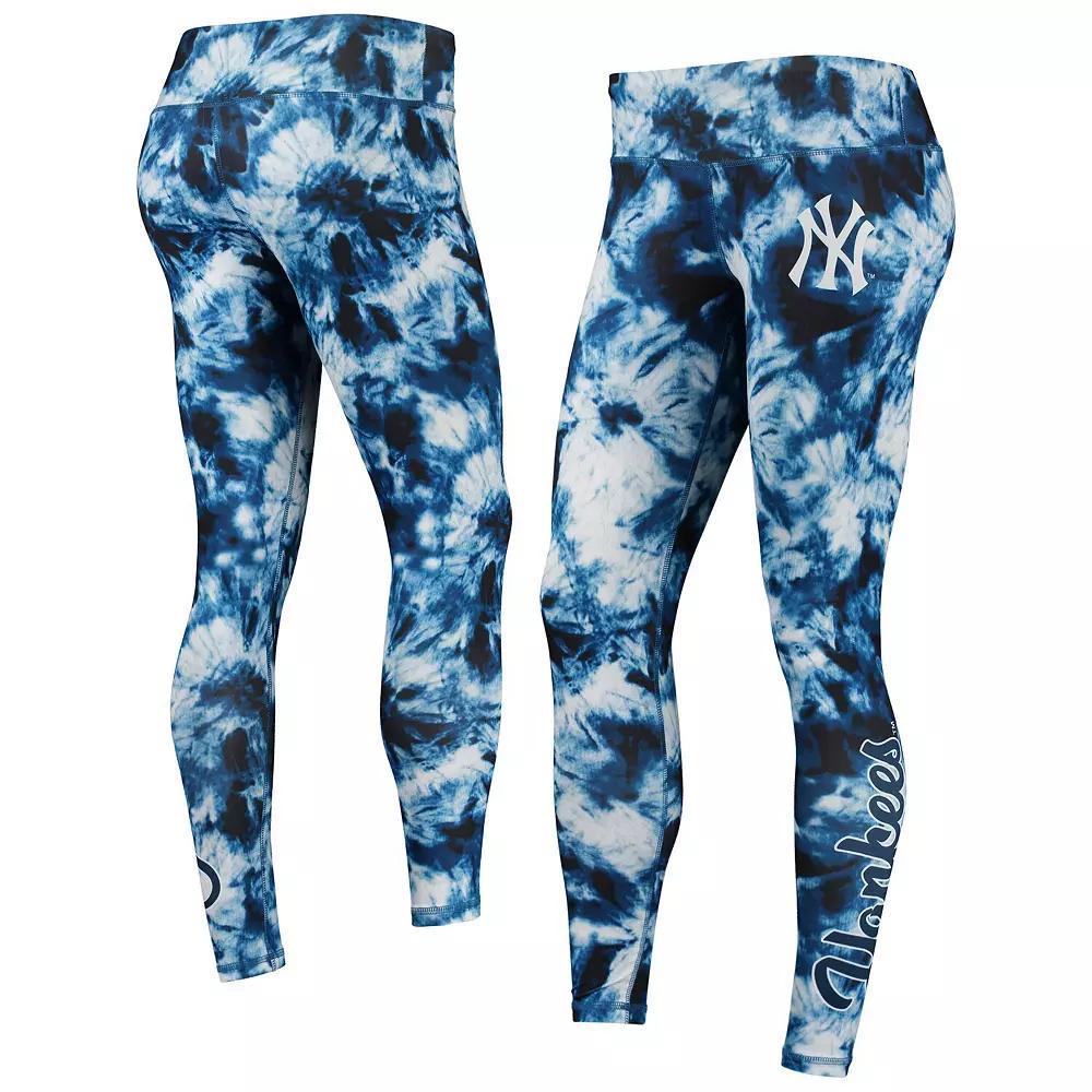 Women's FOCO Navy New York Yankees Tie-Dye Leggings, Size: Small, Blue Product Image