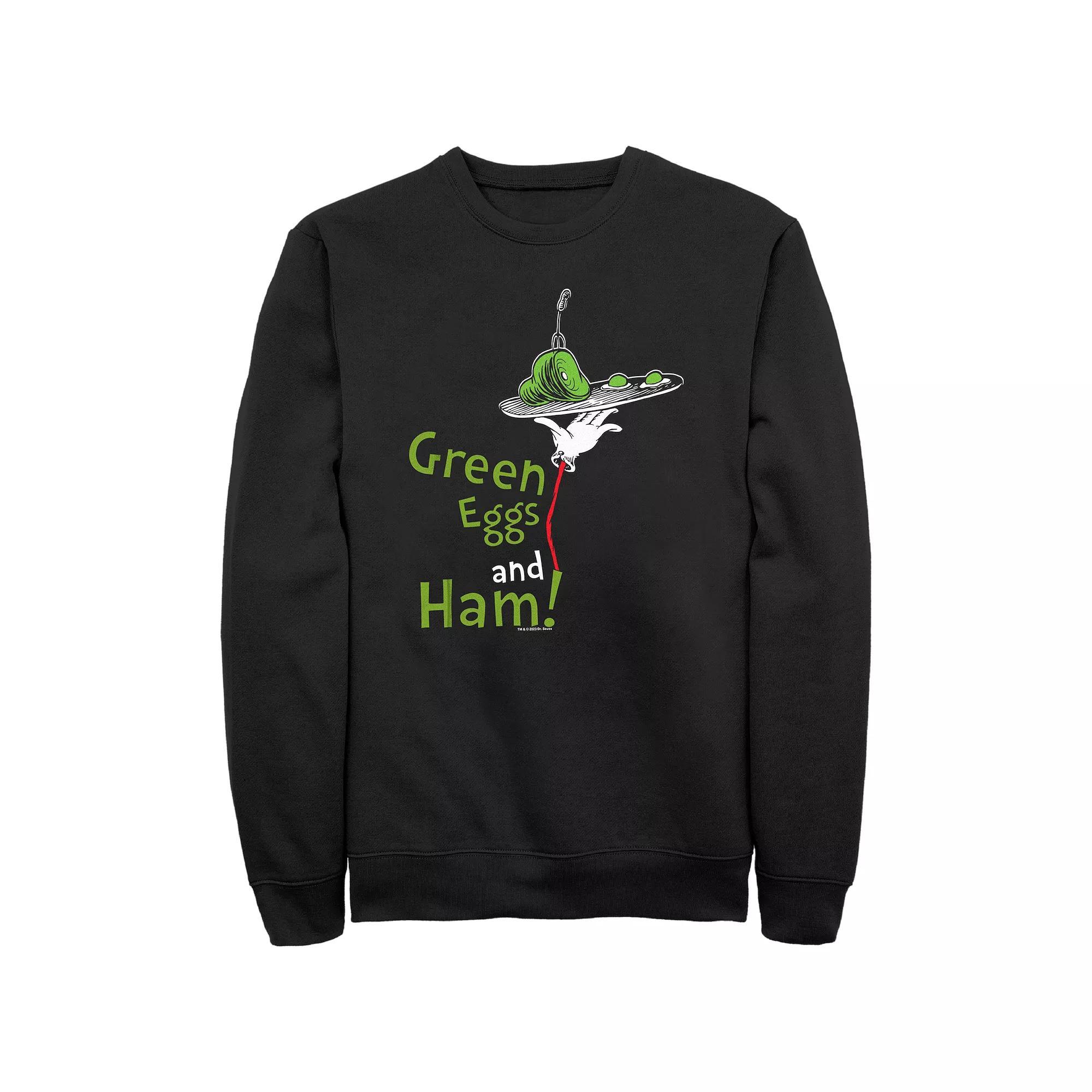 Men's Dr. Seuss Green Eggs And Ham Are Served Graphic Fleece, Size: XXL, Black Product Image