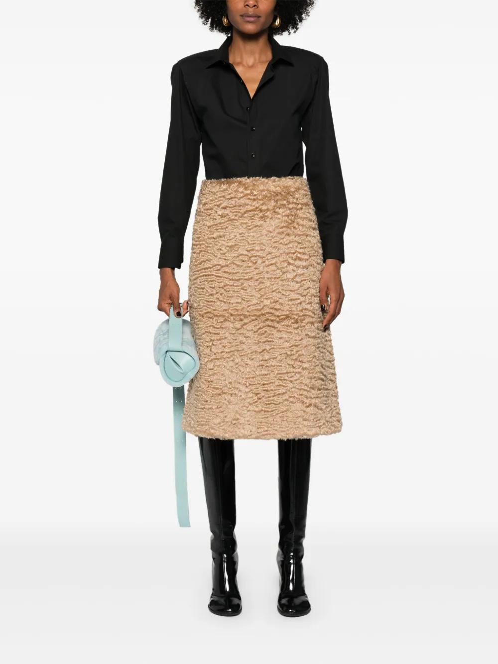 JIL SANDER Mohair And Cotton Skirt In Neutrals Product Image