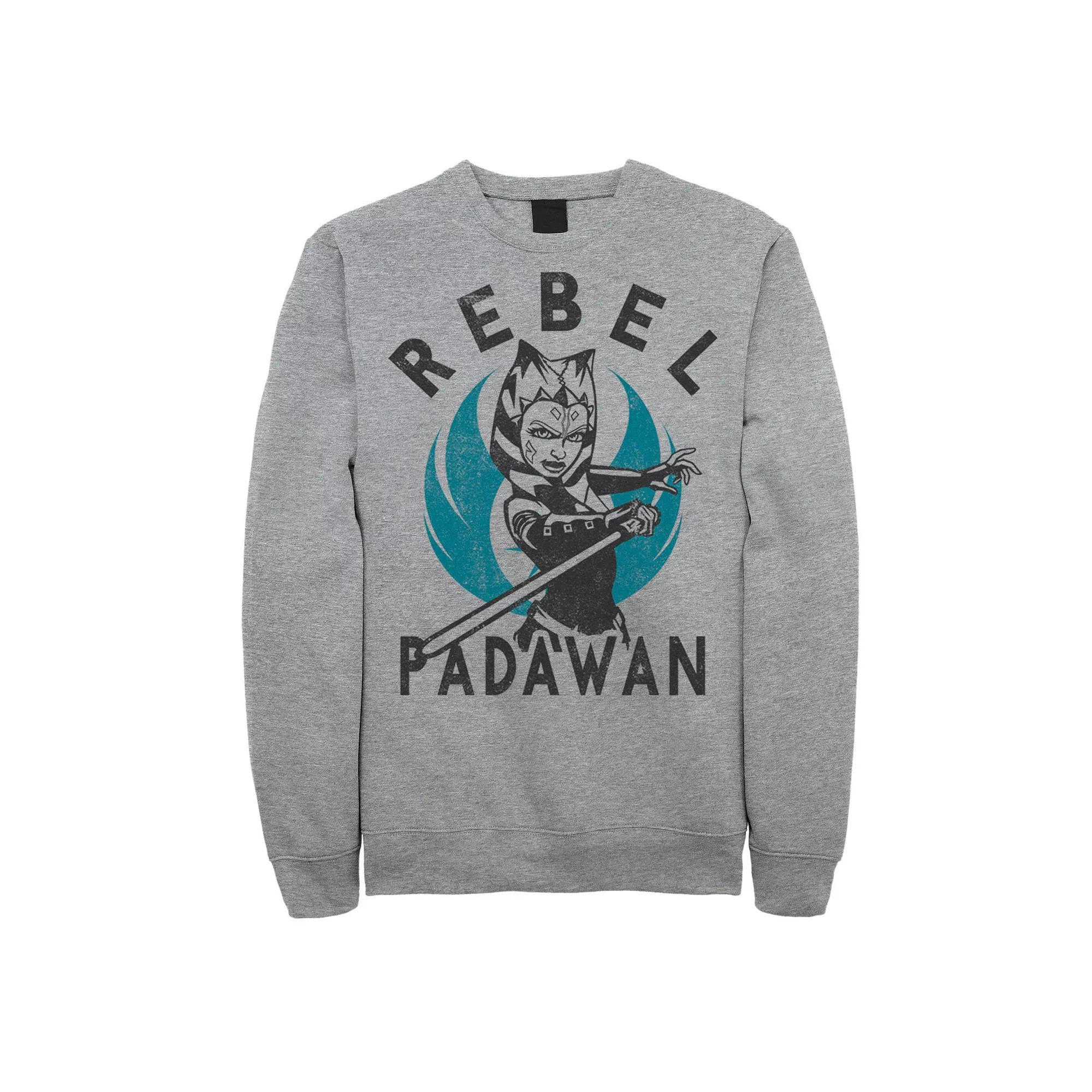 Men's Star Wars: Clone Wars Ahsoka Rebel Padawan Portrait Sweatshirt, Size: Large, Athletic Grey Product Image