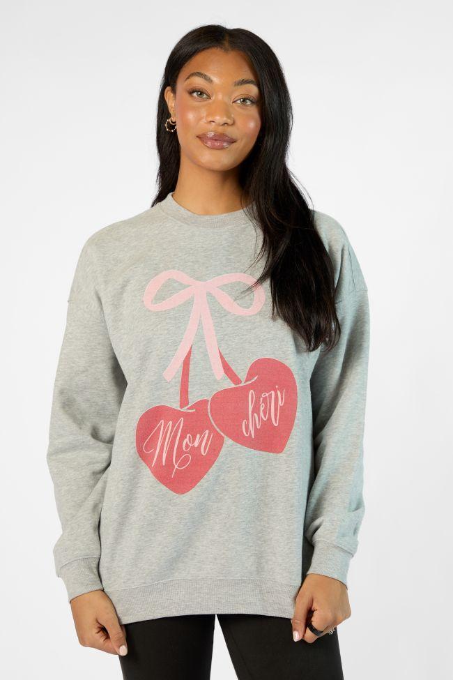 Mon Cheri Light Grey Graphic Sweatshirt Product Image