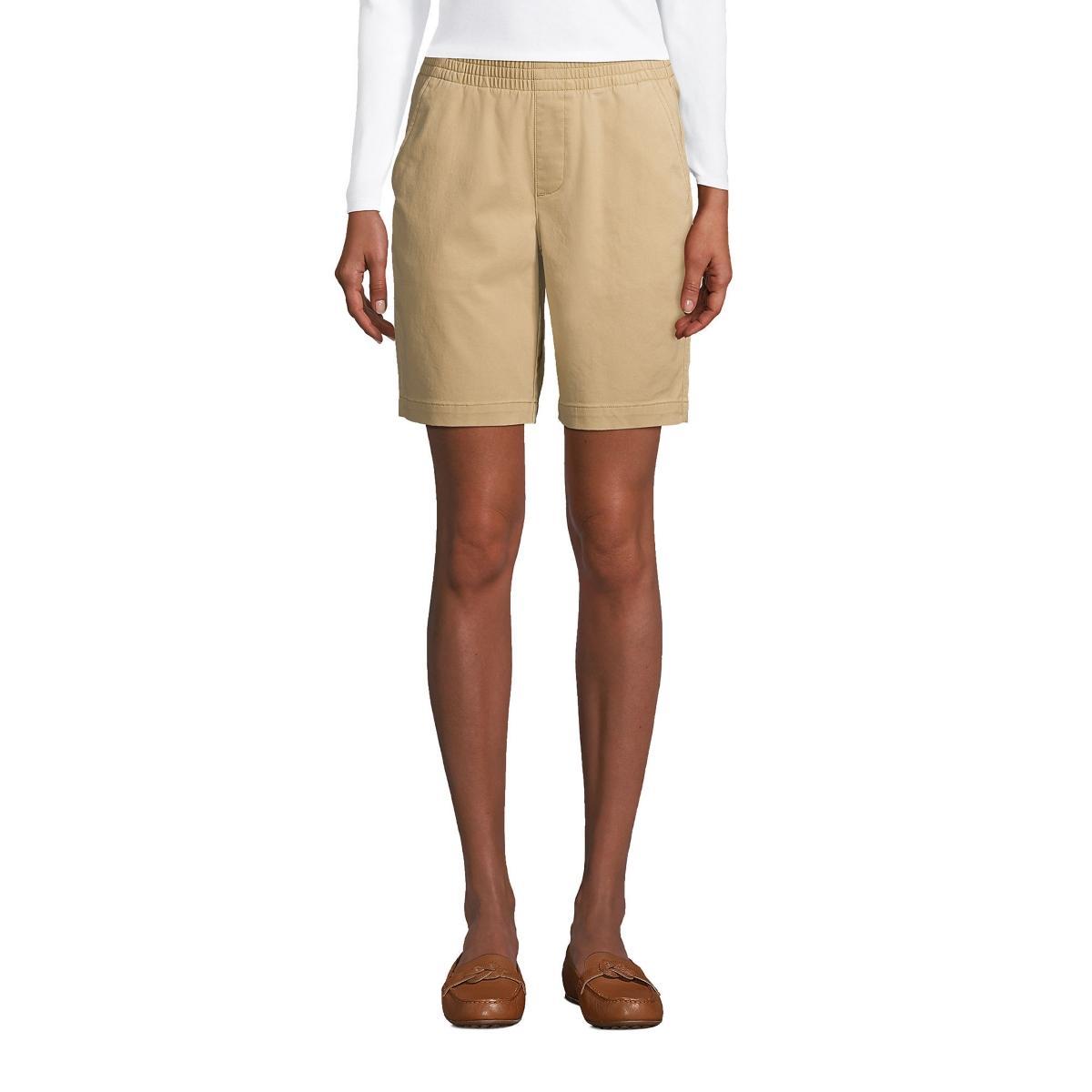 Petite Lands End Pull-On Chino Bermuda Shorts, Womens Green Moss Product Image