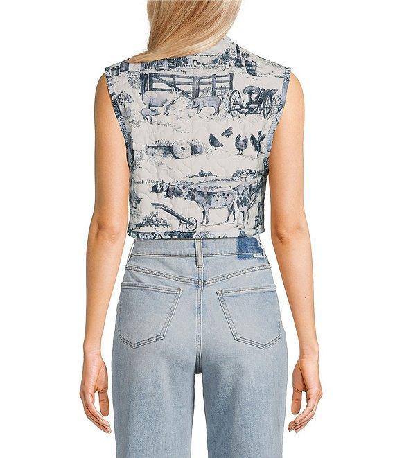 Ida Mae Home Aledo Toile Western Print Open Front Cropped Vest Product Image