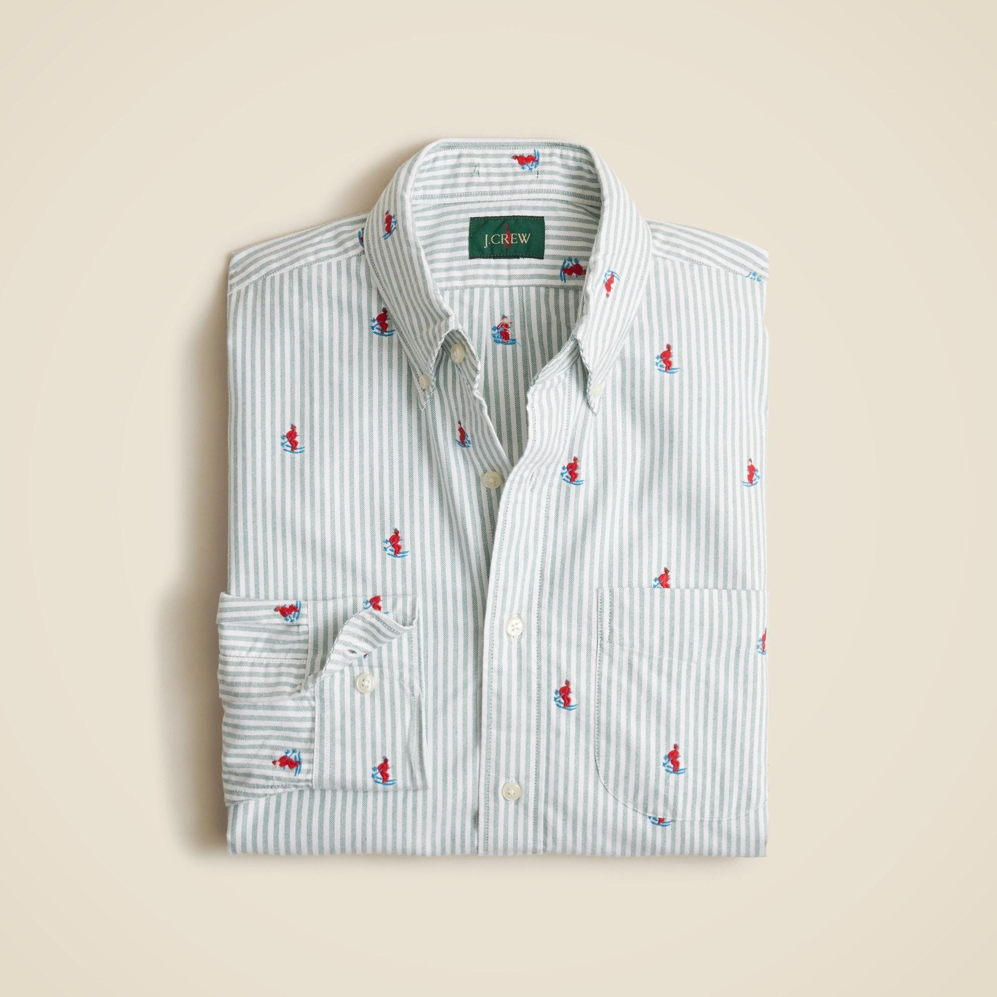 Giant-fit oxford shirt with skier embroidery Product Image