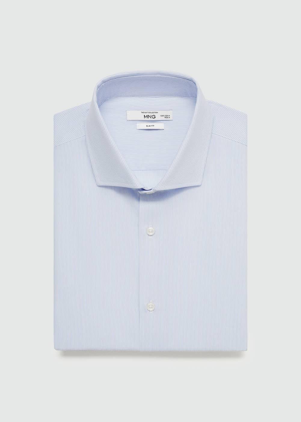 Slim-fit twill pinstripe suit shirt - Men | MANGO USA Product Image
