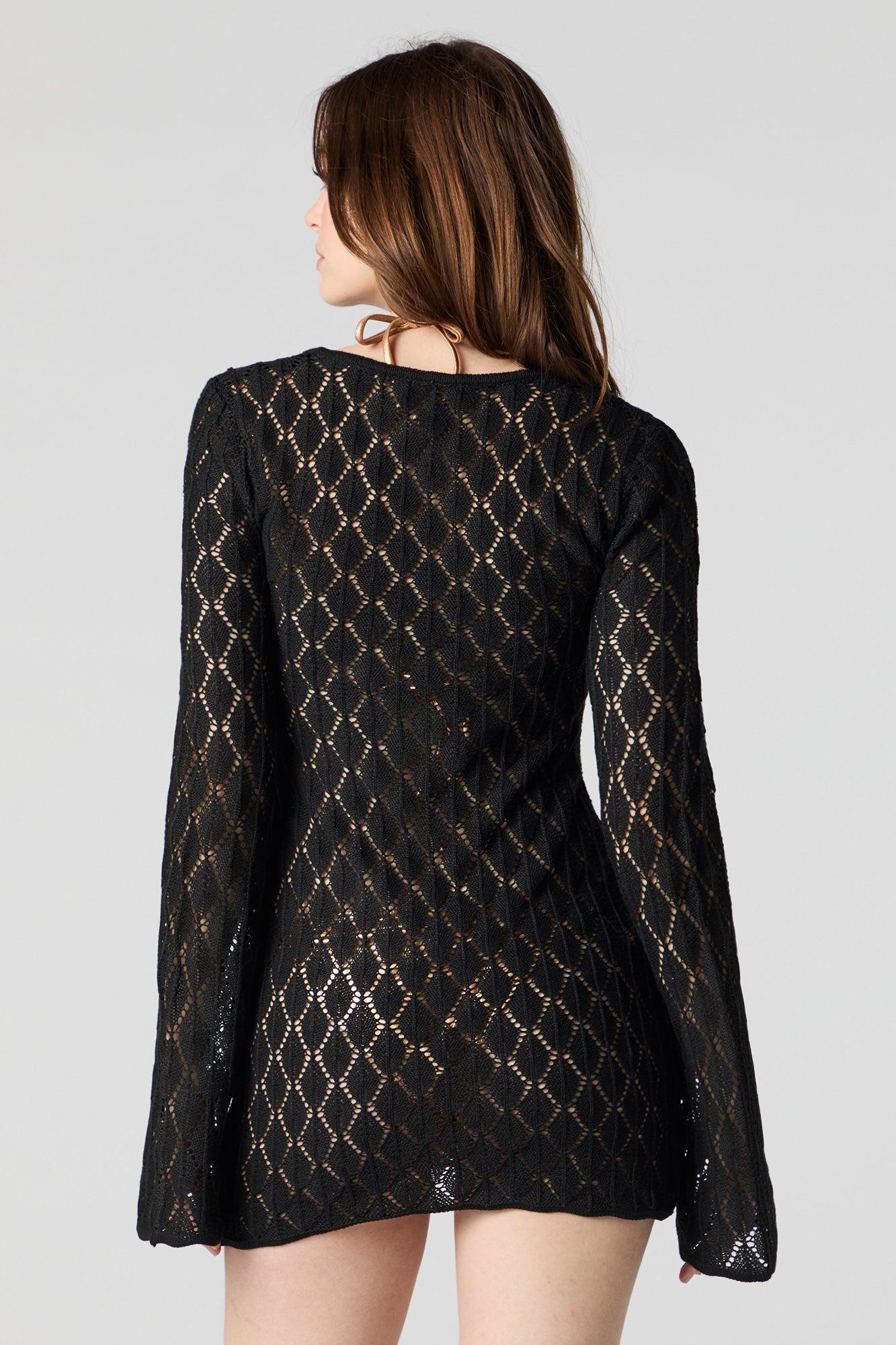 Crochet Cut-Out Mini Dress Cover Up Female Product Image