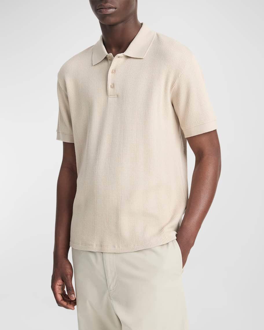 Mens Variegated Textured Stripe Polo Shirt Product Image