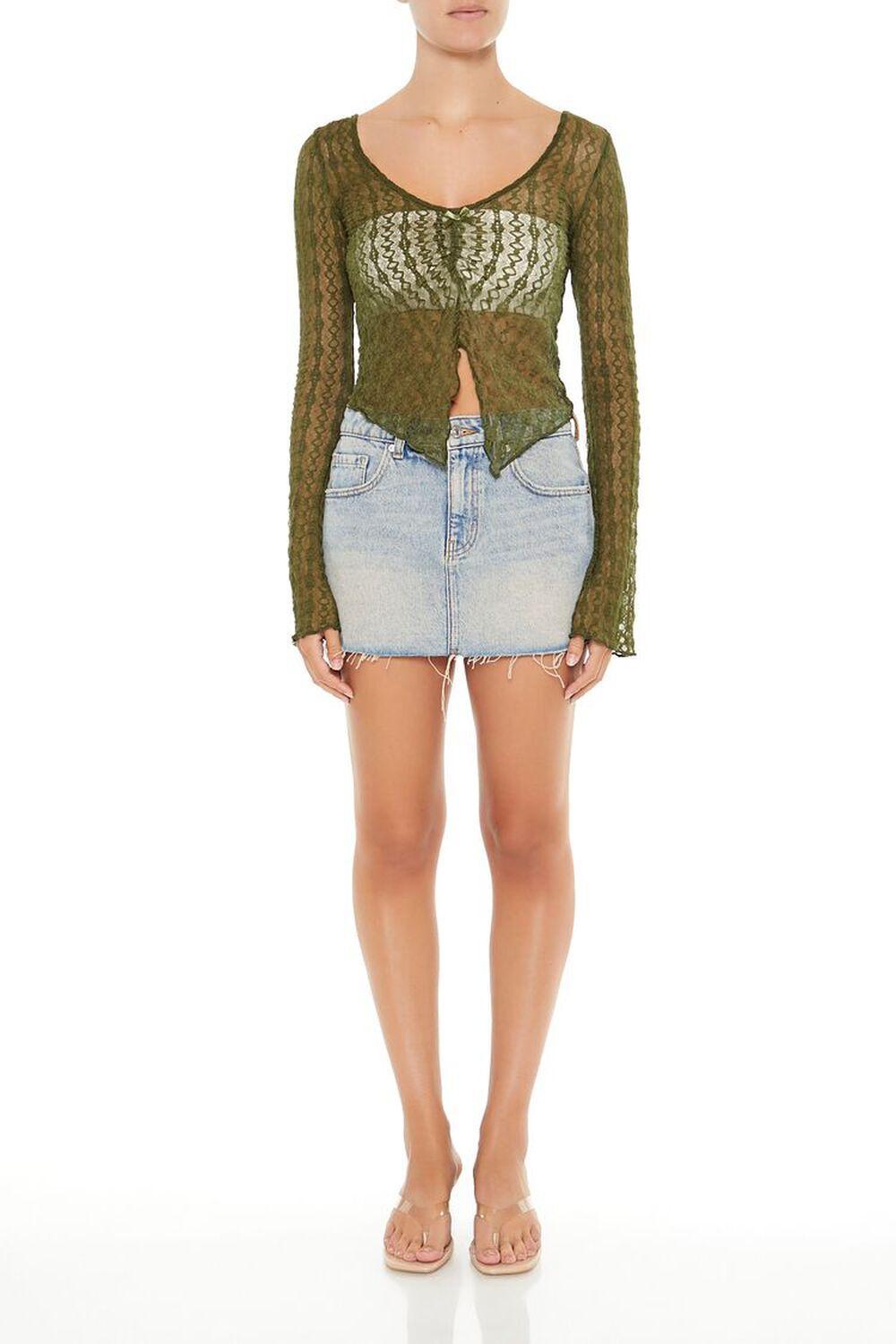 Lace Split-Hem Bow Top | Forever 21 Product Image