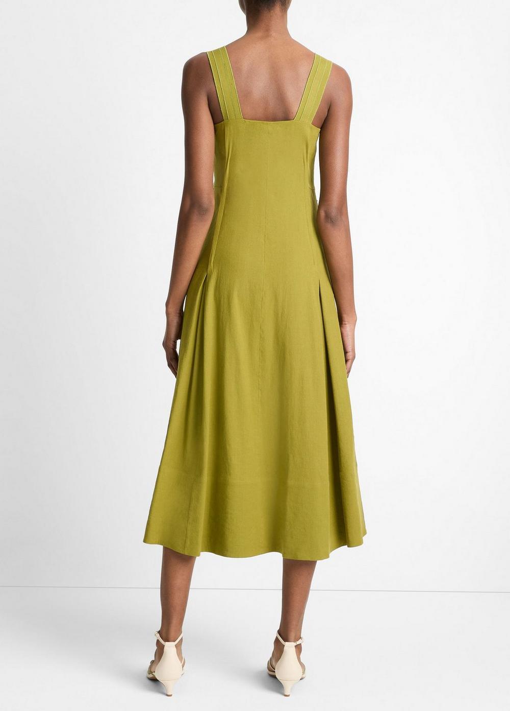 Womens Linen-Blend Square Neck Tank Midi-Dress Product Image