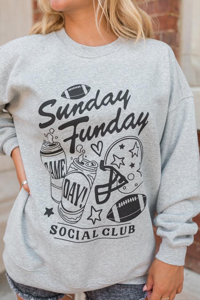 Sunday Funday Light Grey Oversized Graphic Sweatshirt Product Image