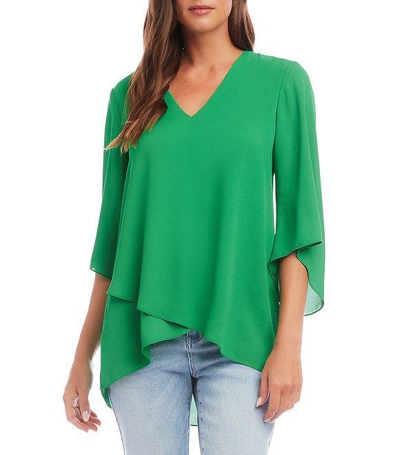 Karen Kane 3/4 Flare Sleeve Asymmetric Top Product Image