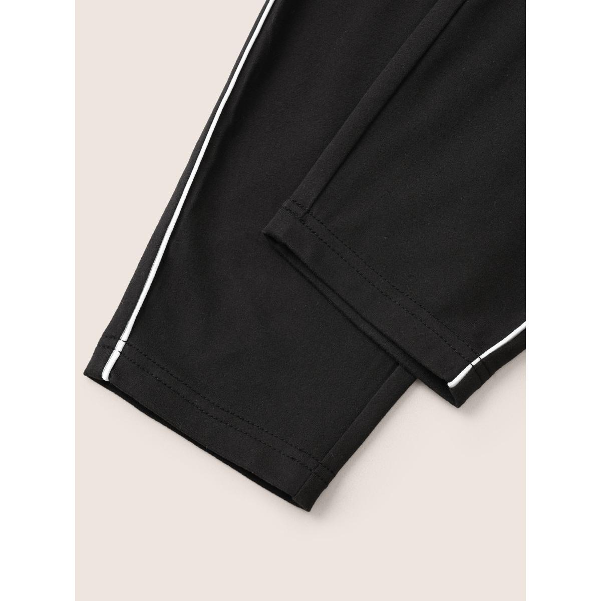 Plus Size Contrast Seam Detail High Rise Leggings Women Black Casual High stretch Skinny High Rise Everyday Leggings BloomChic 22-24/3X Product Image