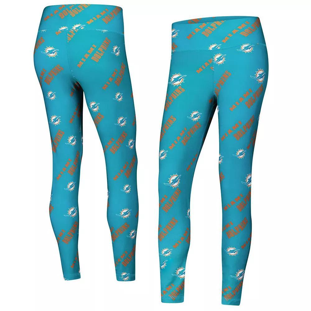 Women's Concepts Sport Aqua Miami Dolphins Breakthrough Allover Print Knit Leggings, Size: XL, Turquoise A Product Image