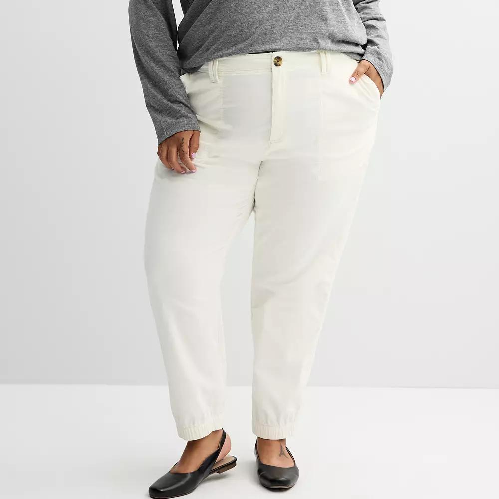 Plus Size Sonoma Goods For Life® Corduroy Joggers, Women's, Size: 3XL, Ivory Silk Product Image