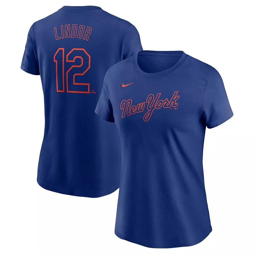Women's Nike Francisco Lindor Royal New York Mets Fuse Name & Number T-Shirt, Size: 2XL, Blue Product Image