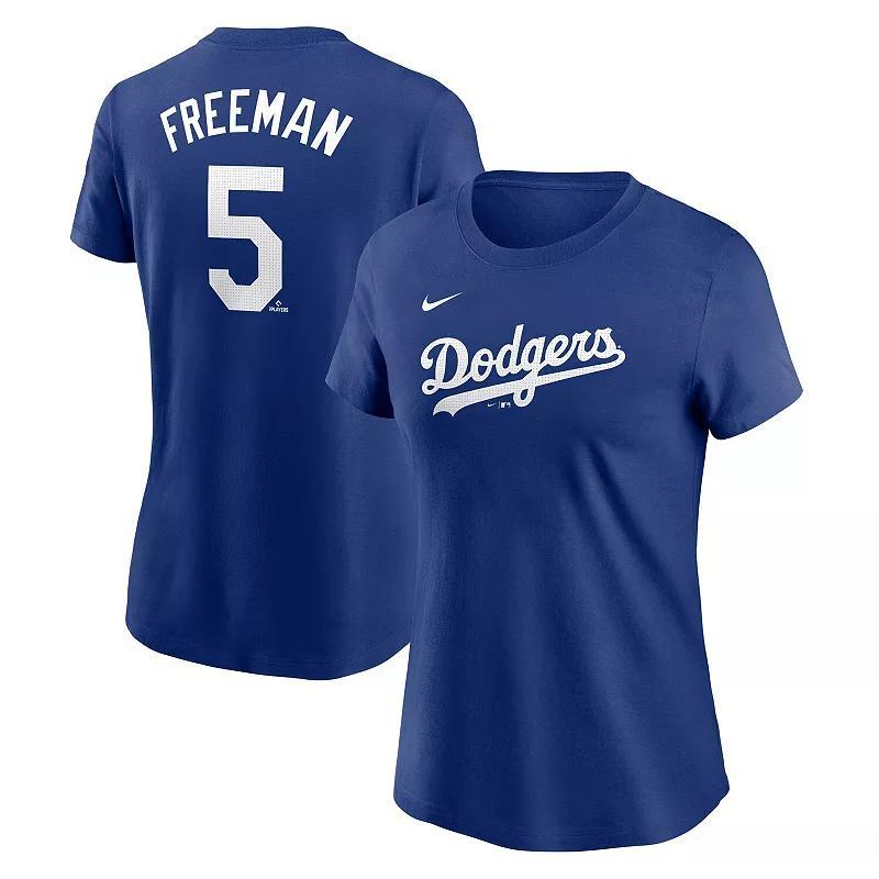 Women's Nike Freddie Freeman Royal Los Angeles Dodgers Fuse Name & Number T-Shirt, Size: Small, Blue Product Image