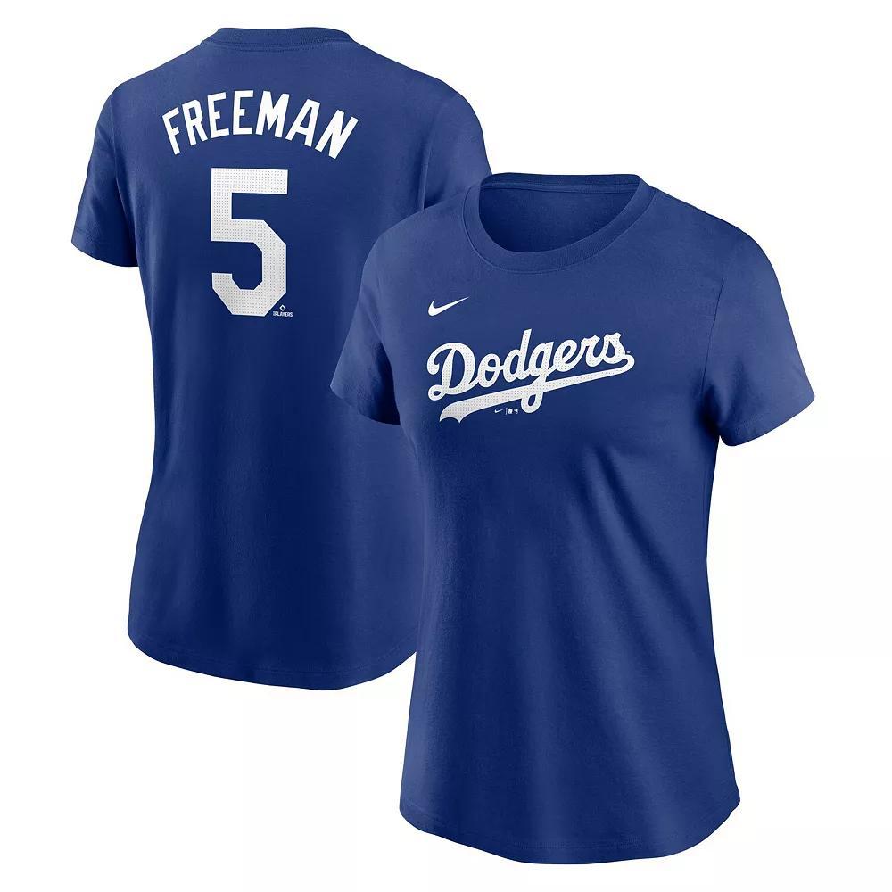 Women's Nike Freddie Freeman Royal Los Angeles Dodgers Fuse Name & Number T-Shirt, Size: Small, Blue Product Image