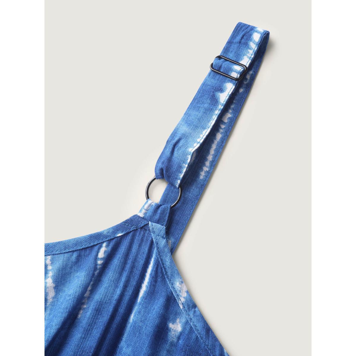 Plus Size Tie-Dye Lace Trim Cami Midi Dress Mediumblue Women V-neck Sleeveless Curvy BloomChic 22-24/3X Product Image
