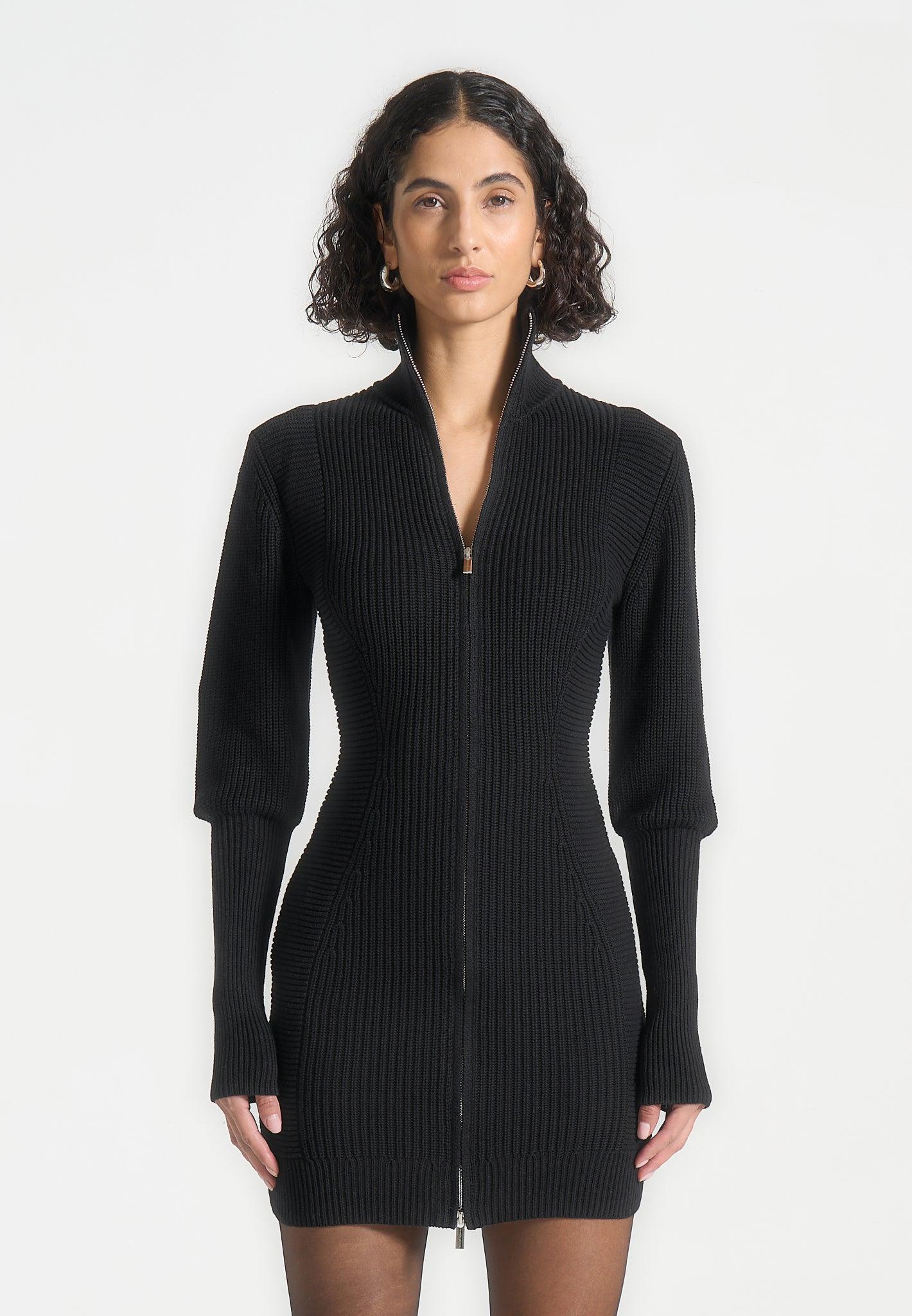 Chunky Knit Jumper Dress - Black Female Product Image
