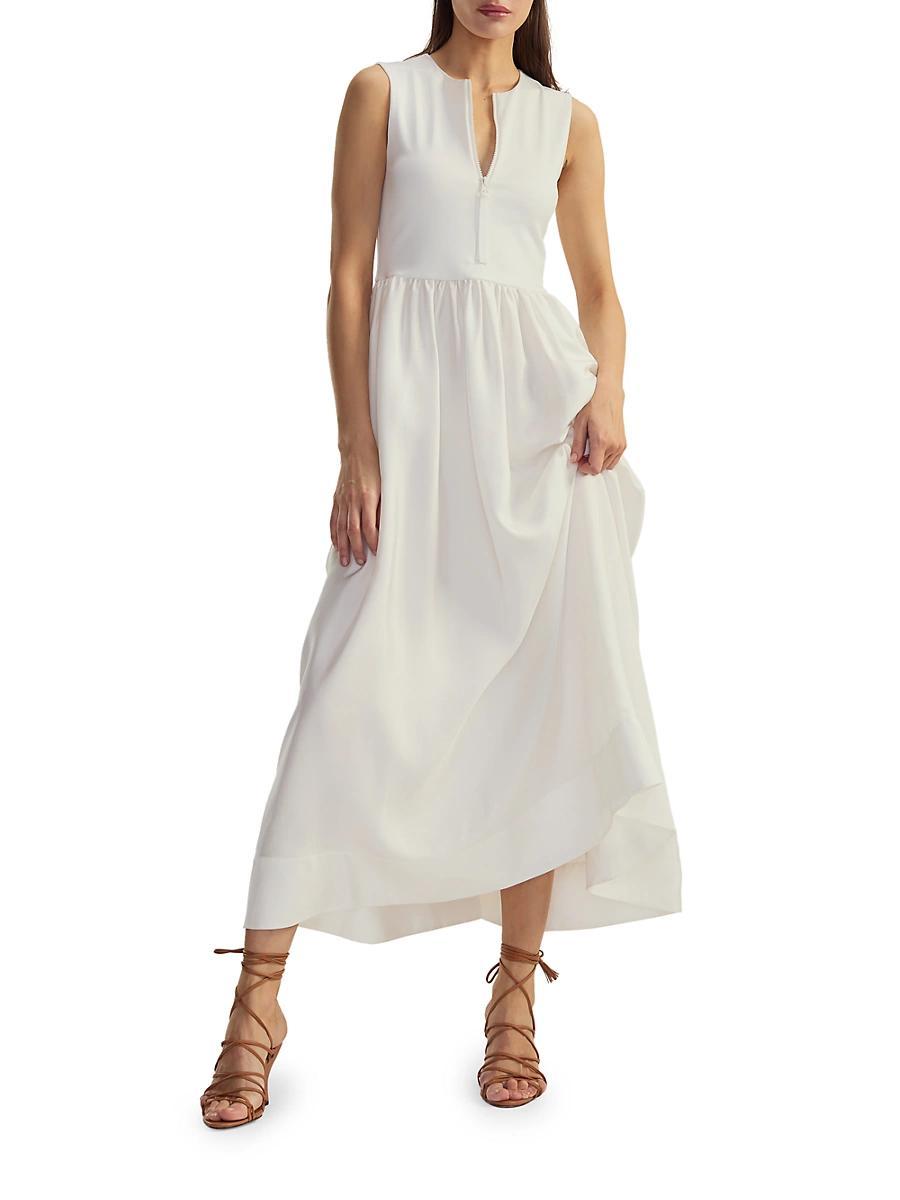 Womens Stretch Silk Zip-Front Maxi Dress Product Image