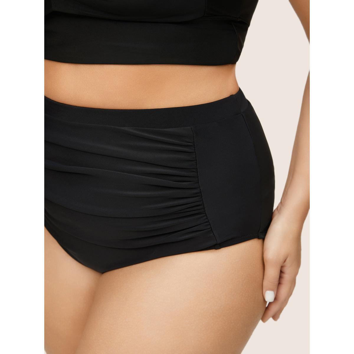 Plus Size Solid Crossover Square Neck Adjustable Straps Swim Top Women's Swimwear Indigo Beach Twist High stretch Skinny Square Neck Curve Swim Tops BloomChic 12/L Product Image