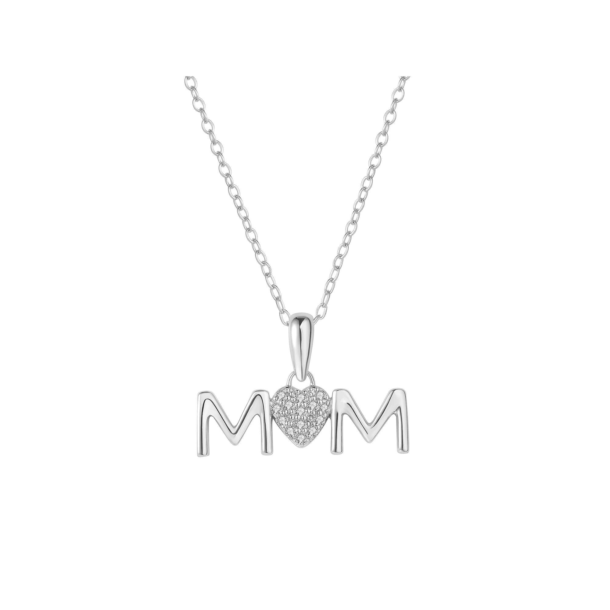Sterling Silver 1/10 Carat T.W. Diamond Mom Pendant Necklace, Women's, Size: 18" Product Image