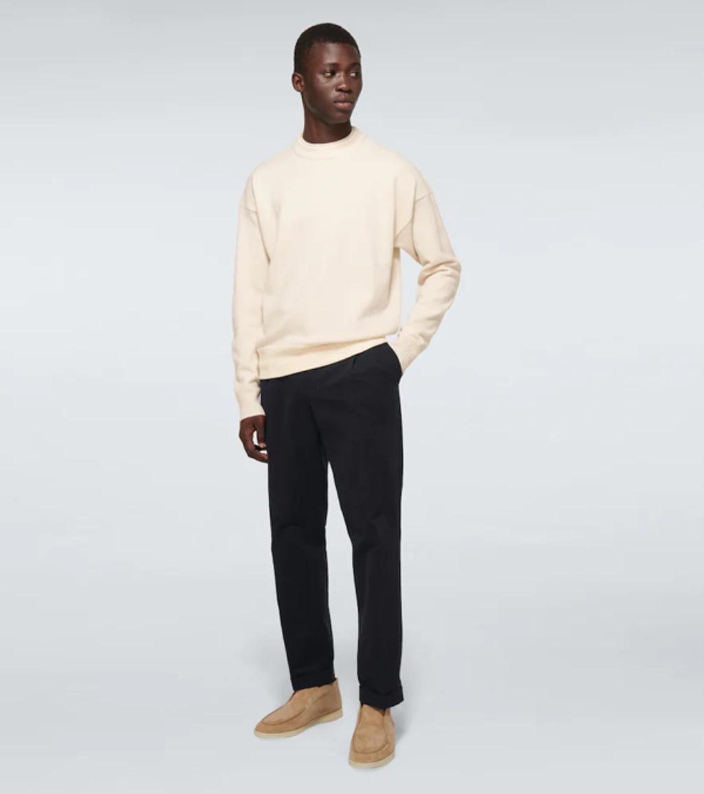 LORO PIANA Layered Garment-dyed Wish Virgin Wool Sweater In Natural Melange Product Image