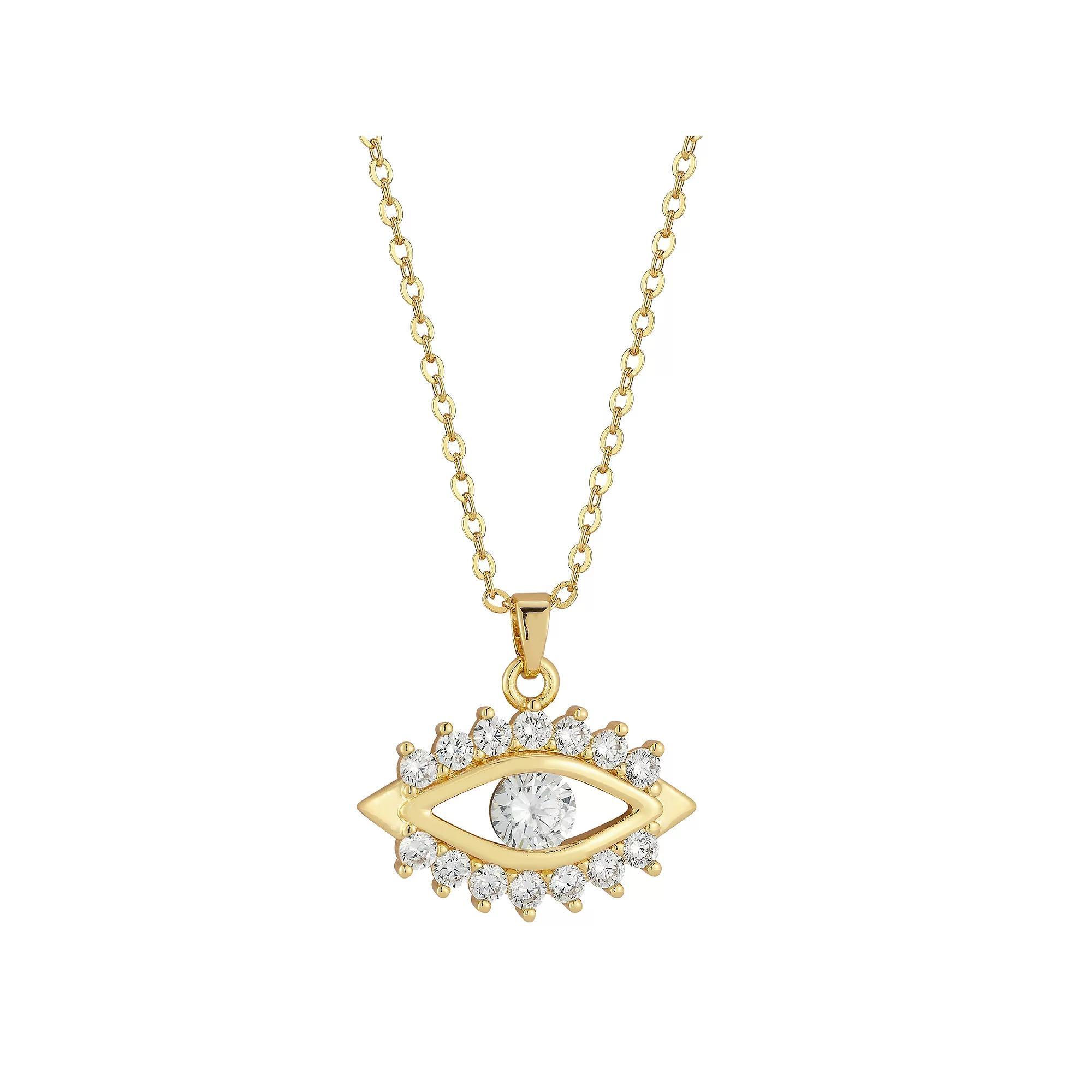 Cubic Zirconia Eye Pendant Necklace, Women's, Size: 20", Gold Tone Product Image