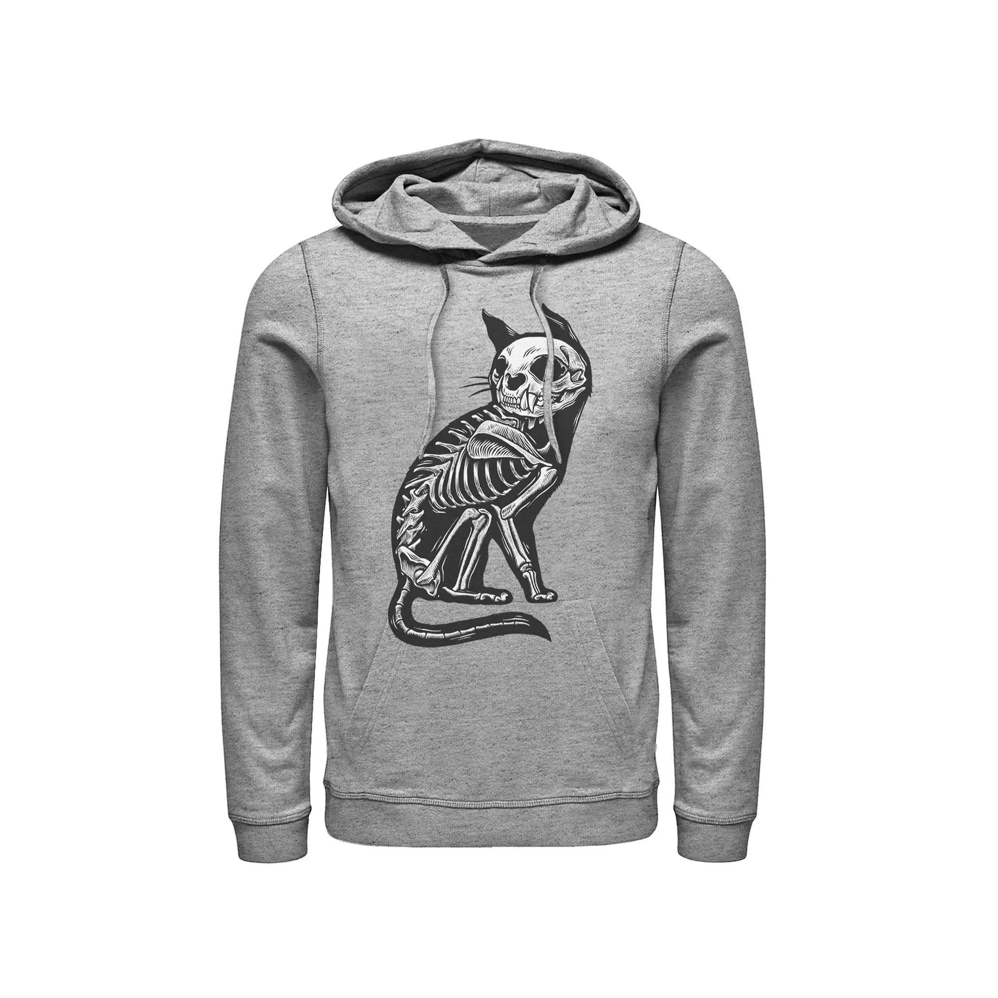 Men's X-ray Cat Hoodie, Size: Small, Athletic Grey Product Image