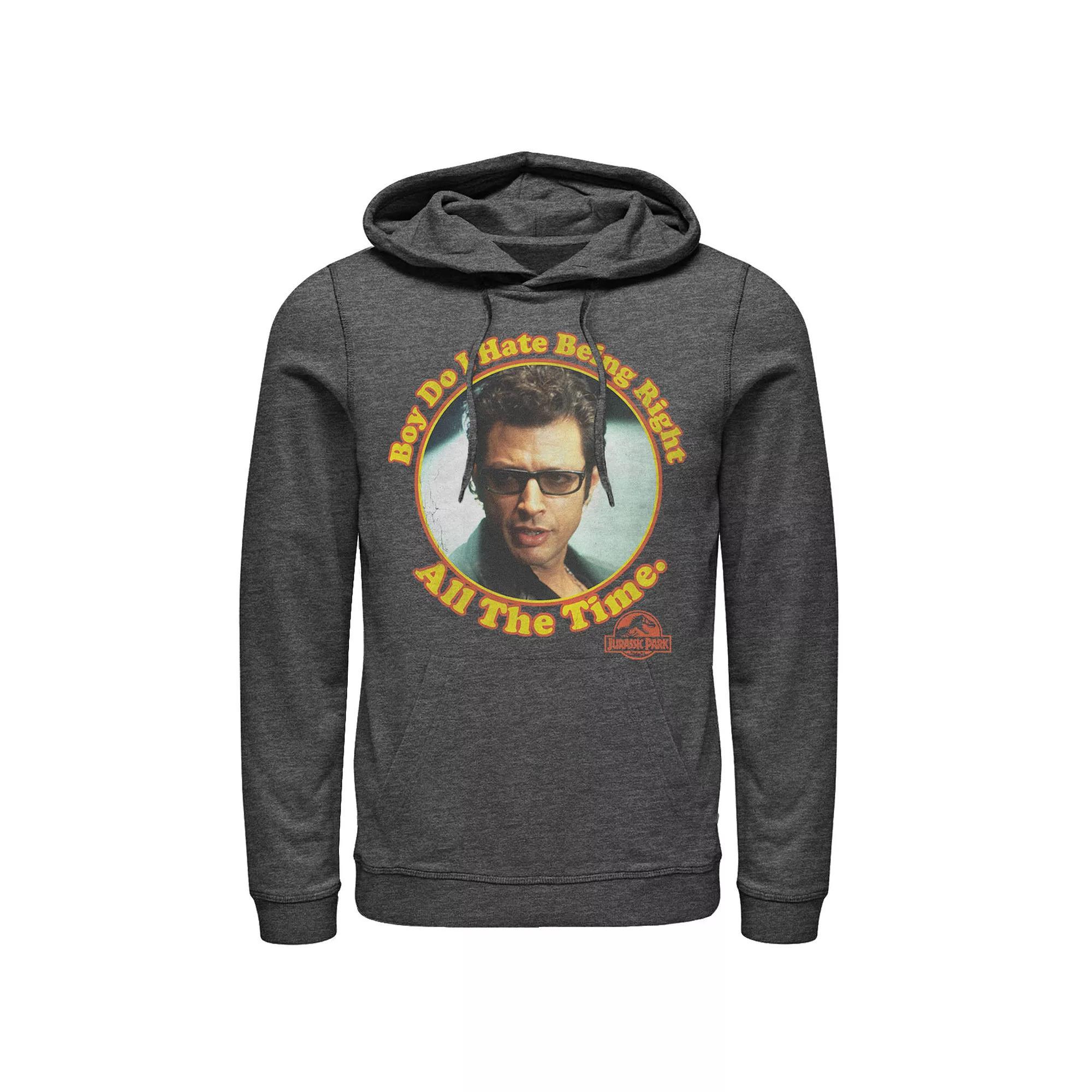 Men's Jurassic Park Hate Being Right All The Time Hoodie, Size: Small, Grey Heather Product Image