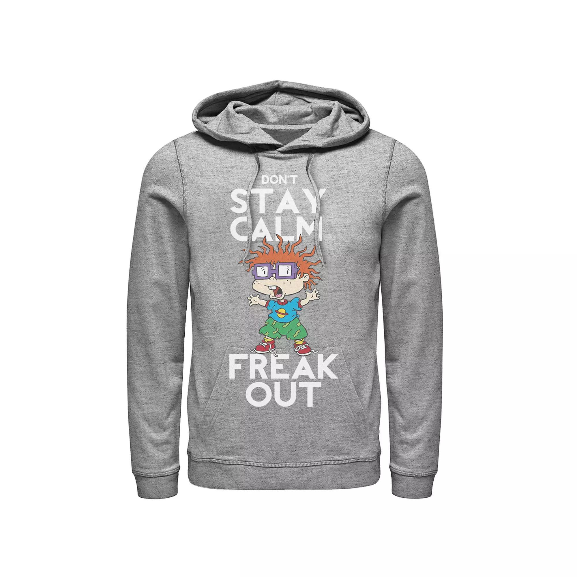 Men's Nickelodeon Rugrats Chuckie Don't Stay Calm Freak Out Graphic Hoodie, Size: XL, Athletic Grey Product Image