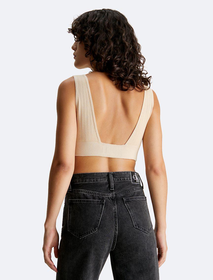 Ribbed Plunge Neck Sweater Bralette Product Image