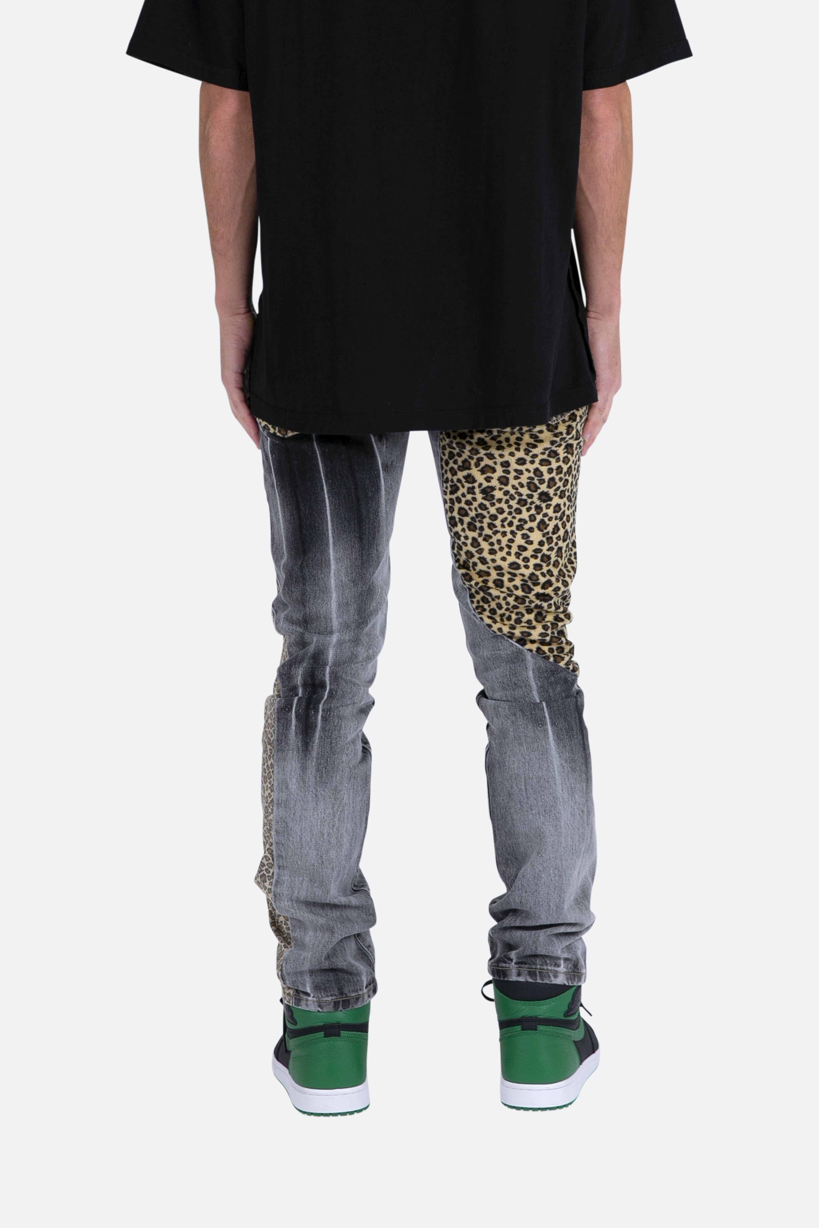 D422 Leopard Straight Denim - Black/Brown Product Image