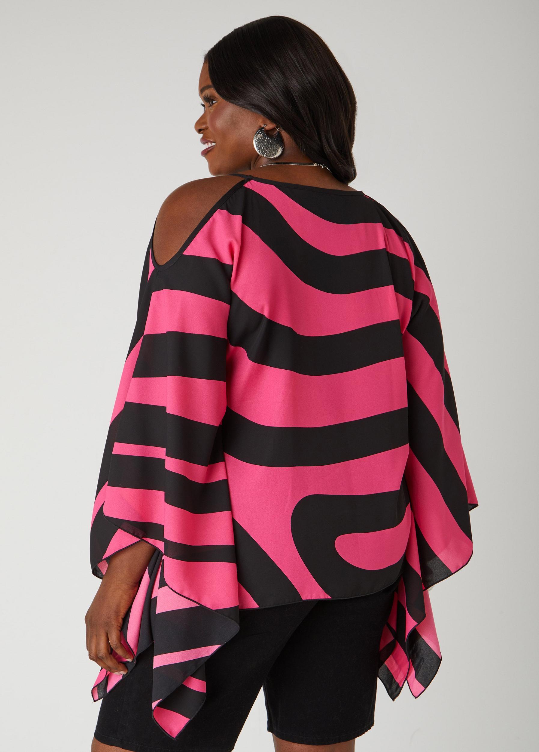 Striped Cold Shoulder Tunic Product Image