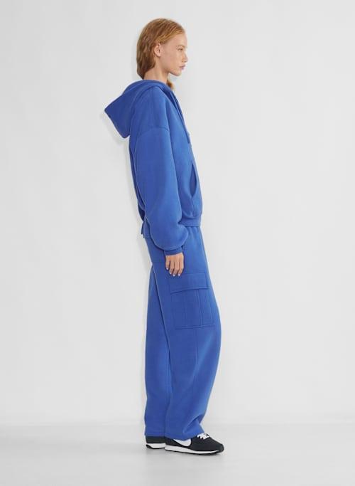 cozy fleece mega drop shoulder zip hoodie Product Image