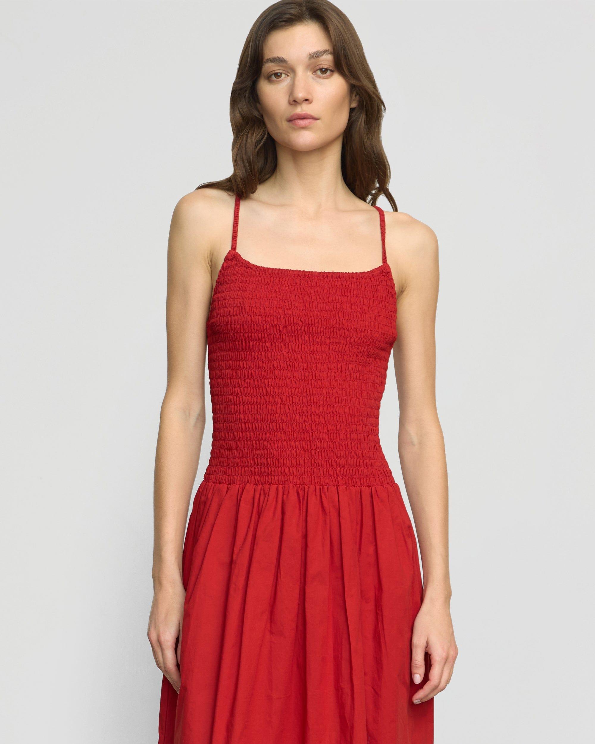Venus Smocked Organic Cotton Midi Dress Product Image