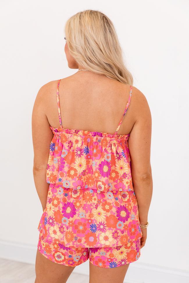 Tossing Petals Multi Retro Floral Printed Romper SALE Product Image