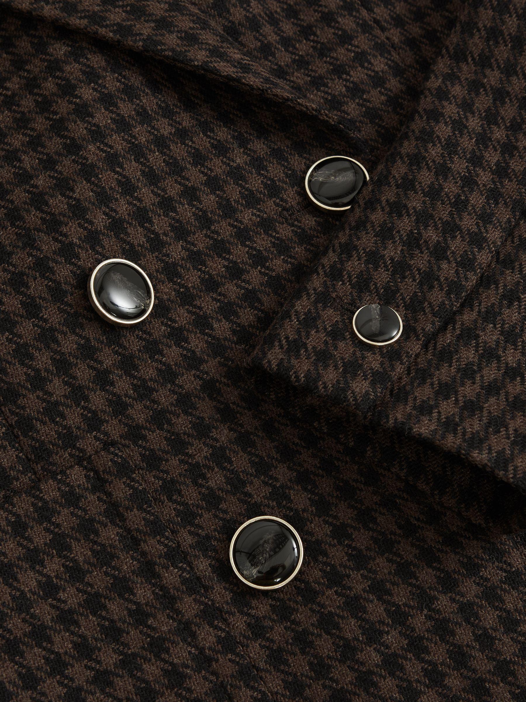 Petite Wool-Blend Double-Breasted Check Blazer in Brown Check Product Image